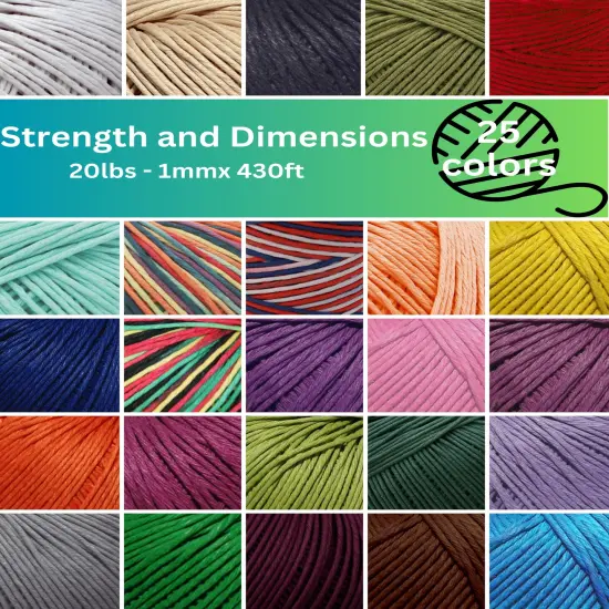 Hemptopia, Hemp Twine Ball, 430ft, 20lb test strength, Multiple colors, All Natural Yellow {3}