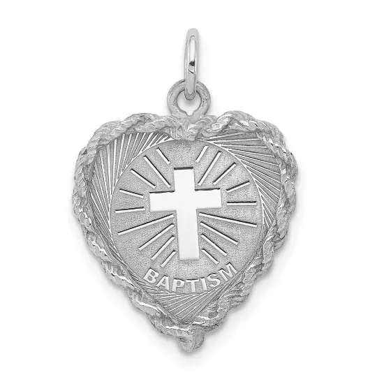 Sterling Silver Baptism Charm Jewerly 25mm x 17mm {1}