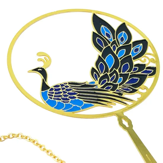 Wrapables Metallic Bookmark with Pendant for Book Lovers and Readers, Peacock {2}