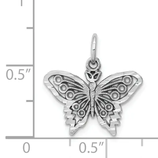 10K White Gold Butterfly Charm Jewelry FindingKing Approx. 18mm Long X 19mm Wide {3}