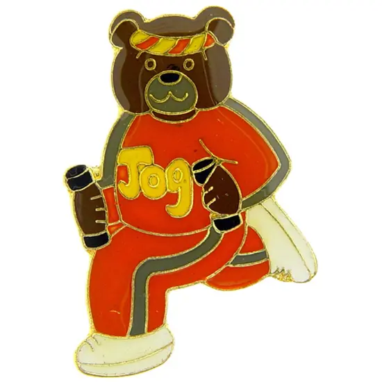 Teddy Bear In Jogging Suit Pin 1" {1}