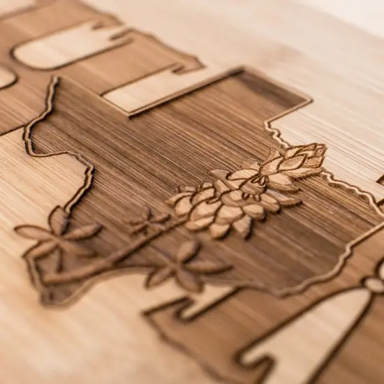 Texas Home with Bluebonnets - Cutting Board 14''x9.5''x.5'' Bamboo {3}