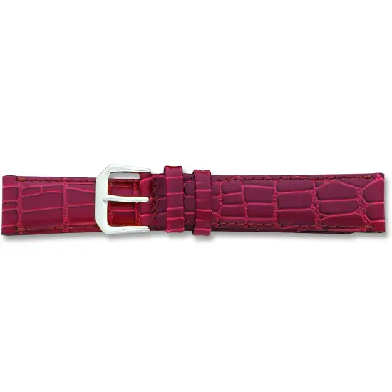 de Beer Brown Alligator Grain Leather Watch Band 18mm Silver Color {1}