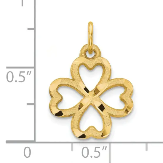 10K Yellow Gold Shamrock Charm 4 Leaf Clover Jewelry 25mm x 21mm {3}