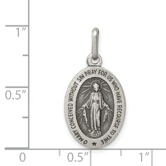 Sterling Silver Miraculous Round Medal {2}