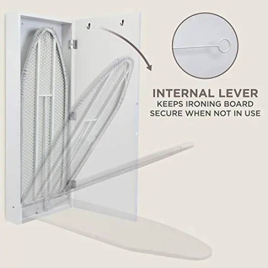 Ivation Foldable Ironing Board Cabinet, Wall-Mount With Mirror White {5}
