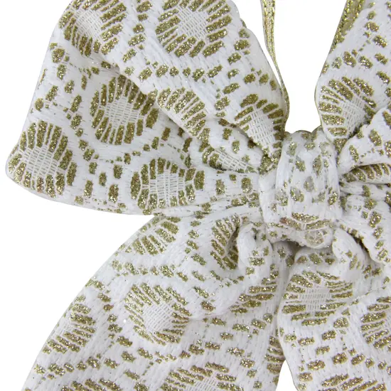 Northlight 5.75" White and Gold Small Double Loop Bow Christmas Decor {3}