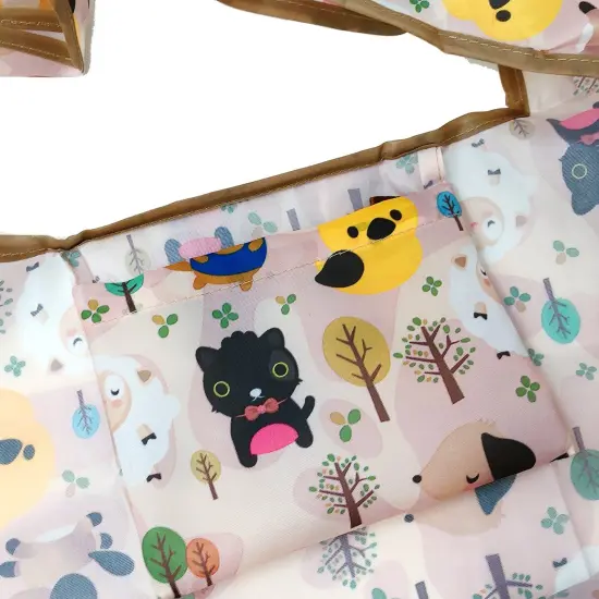 Wrapables Large & Small Foldable Tote Nylon Reusable Grocery Bags, Set of 2 Cuttie Animals {4}