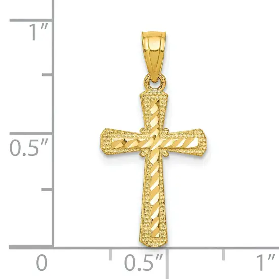 10K Gold Diamond Cut Cross Pendant Charm Jewelry 25 x 11mm {3}