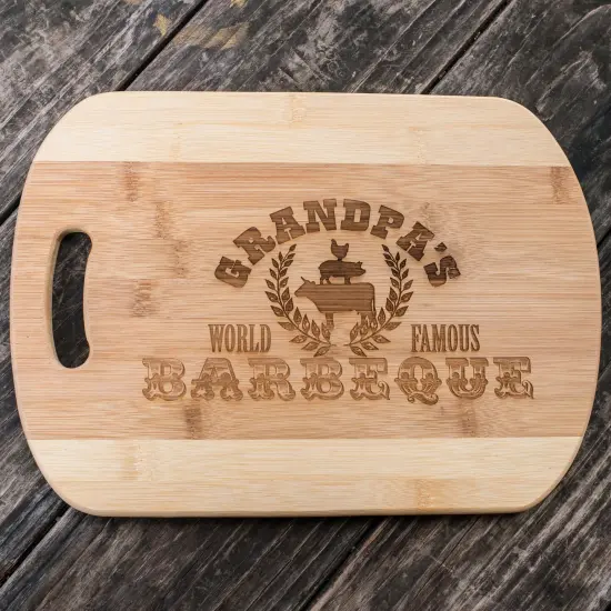 Grandpa's World Famous Barbecue - Cutting Board 14''x9.5''x.5'' Bamboo {1}