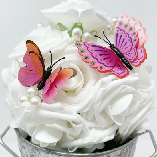 Wrapables 3D Double Wings Butterfly Decorative Wall Decor Stickers, Decals for Bedroom (24 pcs) Purple {9}