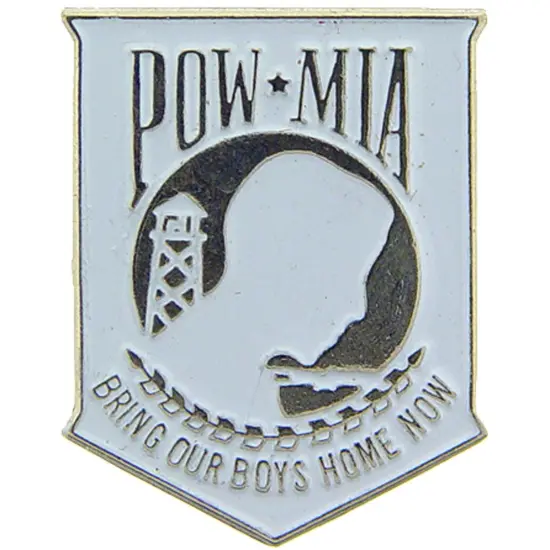 POW MIA Pin White 1" {1}