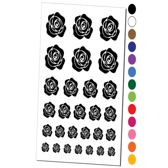 Rose Flower Solid Temporary Tattoo Water Resistant Fake Body Art Set Collection Orange {1}