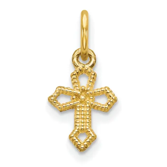10K Yellow Gold Cross Charm Pendant Religious {1}