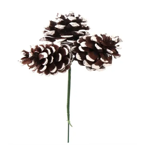 1.5" WHITE TIPPED PINE CONE PICK Faux {1}