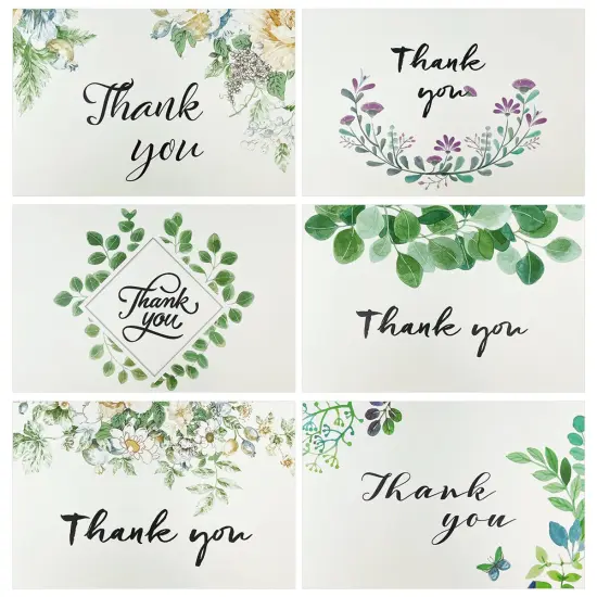 Wrapables Blank Thank You Cards with Envelopes for Weddings, Bridal Showers, Baby Showers (Set of 4) (of 4) Elegant Sprig {7}