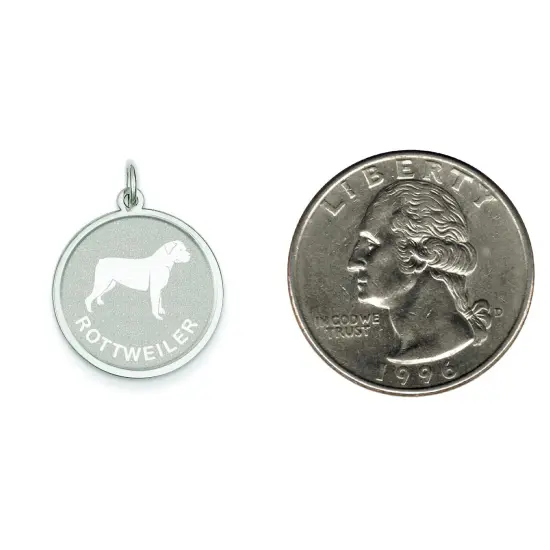 Sterling Silver Rottweiler Disc Charm Pendant Jewelry 26mm x 19mm {2}