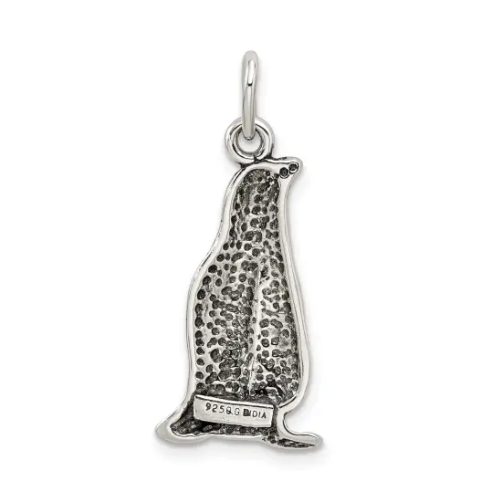Sterling Silver Antiqued Penguin Charm Pendant Jewelry 25 X 12mm {3}