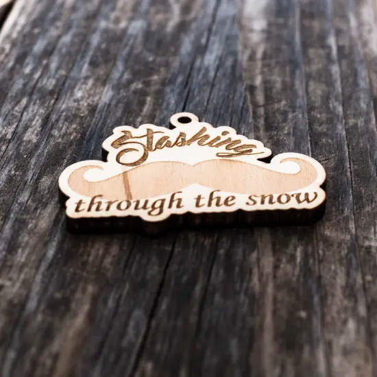 Ornament - Stashing Through the Snow - Raw Wood 2x3in {2}