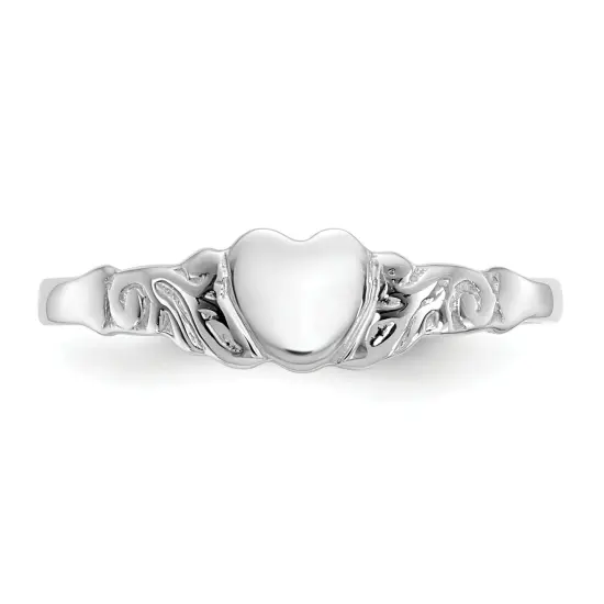 10K White Gold Heart Ring Childs Jewelry Size 4.5 {5}