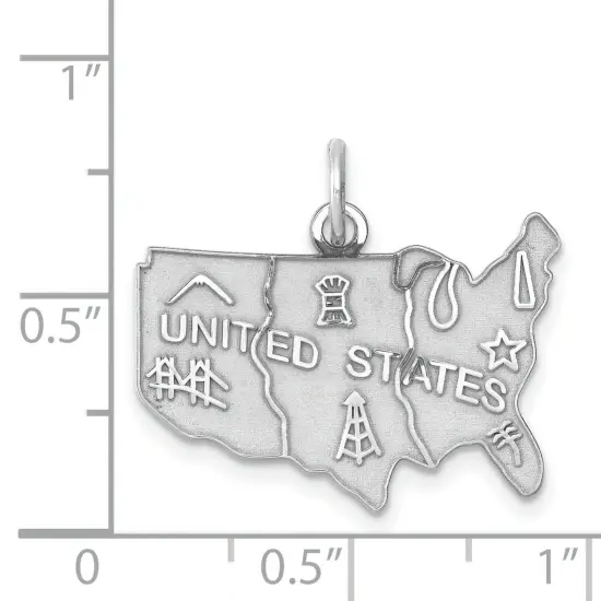Sterling Silver United States Charm Pendant Jewelry 17mm x 23mm {5}