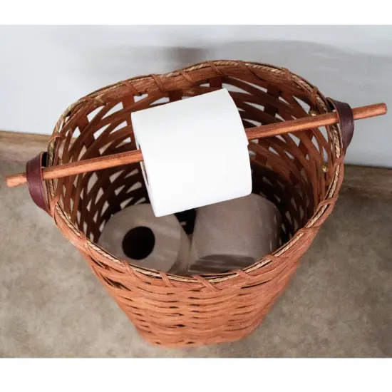Lehman's Toilet Paper Roll Holder and Dispenser, Amish Made Handcrafted Woven Maple Toilet Paper Basket Holds 4 Rolls, 16.5 Inches High {5}
