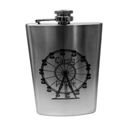 8oz Carny Power Stainless Steel Stainless Steel Flask {1}