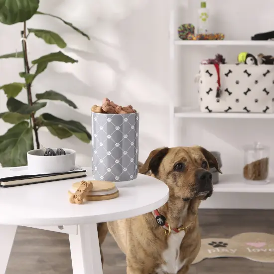 DII Gray Trellis Paw Ceramic Treat Canister {6}