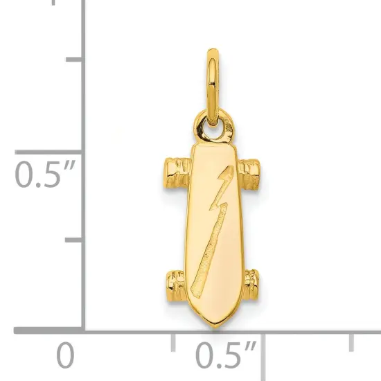 10K Yellow Gold 3D Skateboard Charm Skating Sports Jewerly 20mm x 8mm {4}