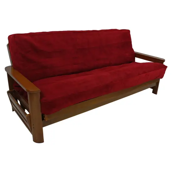 Solid Foam-Backed Microsuede 8 to 9-inch Full Futon Cover - Cardinal Red {1}