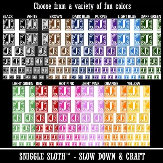 Monogram Swirls Capital Letter J Temporary Tattoo Water Resistant Fake Body Art Set Collection Red {2}