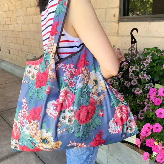 Wrapables Large Foldable Tote Nylon Reusable Grocery Bag Ferns {6}