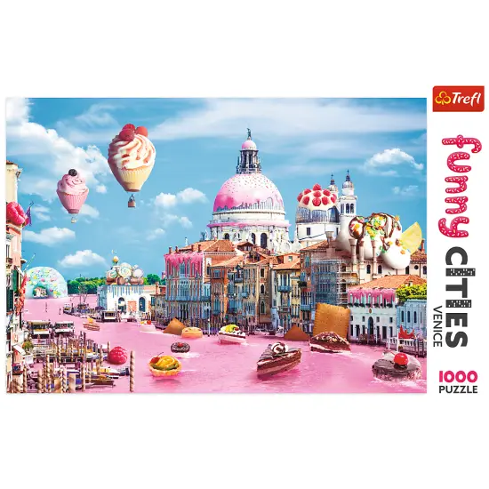 1000 Piece Jigsaw Puzzles, Funny Cities, Sweets in Venice, Colorful Puzzle of Venice with sweets, Adult Puzzles, Trefl 10598 {3}
