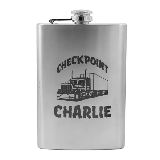 8oz Checkpoint Charlie Stainless Steel Flask {1}