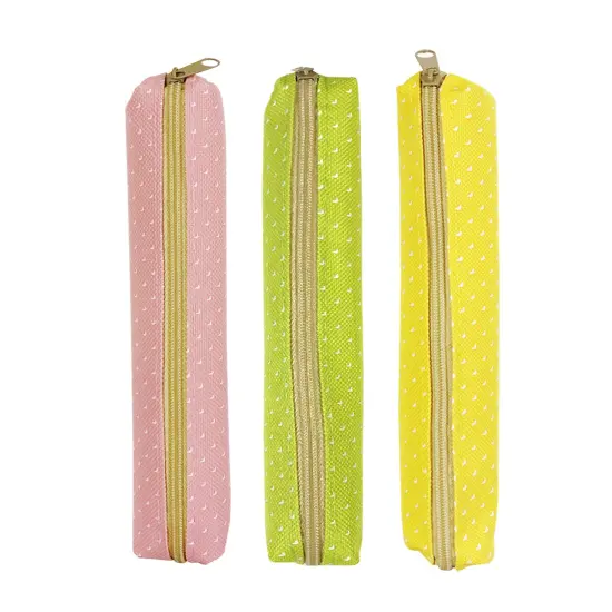 Wrapables Slim Dot Pencil Case (Set of 3) Pink Green Yellow {1}