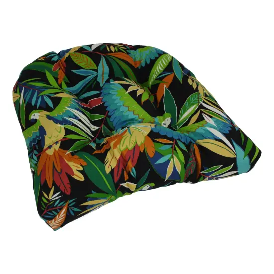 19-inch U-Shaped Outdoor Spun Polyester Tufted Dining Chair Cushion - Tucuman Ebony {1}