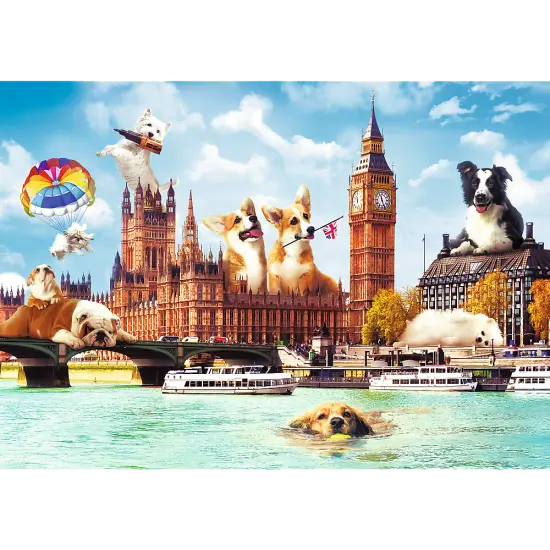 1000 Piece Jigsaw Puzzles, Dogs in London, Puzzle of Dogs, Corgi, Bulldog, Westie, Adult Puzzles, Trefl 10596 {2}