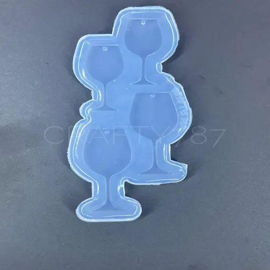 Wine Glass Dangle Earring/Keychain Silicone Mold (C14) {3}