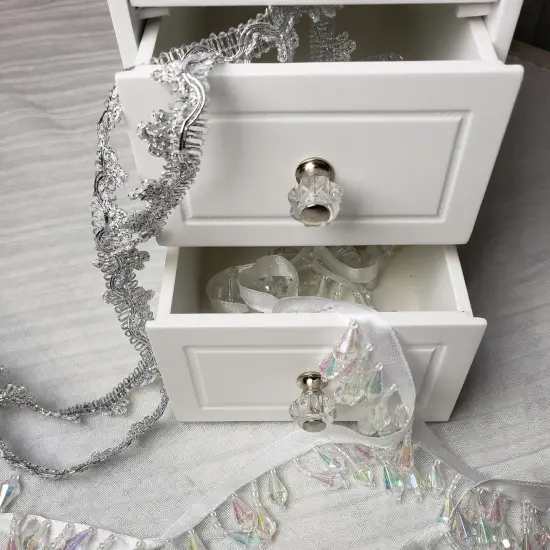 2 yards of Joanne Beaded Teardrop Fringe Trim | 2 yard cut Silver {5}