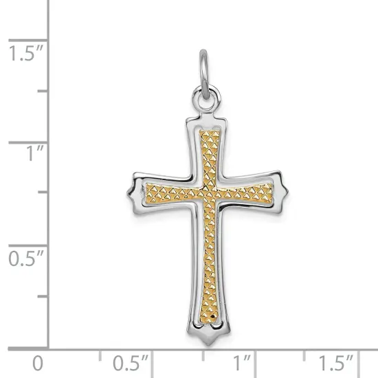 Sterling Silver Gold Plated Cross Charm Jewerly 32mm x 20mm {2}