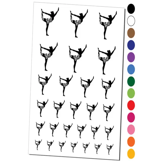 Yoga Pose Natarajasana Dancers Pose Temporary Tattoo Water Resistant Fake Body Art Set Collection Yellow {1}
