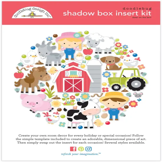 Doodlebug Design Shadow Box Insert Kit-Down On The Farm {1}
