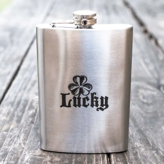 8oz Lucky - Clover Stainless Steel Flask {2}
