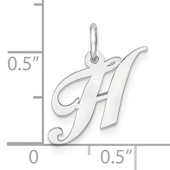 Sterling Silver Small Script Initial Letter H Charm {5}