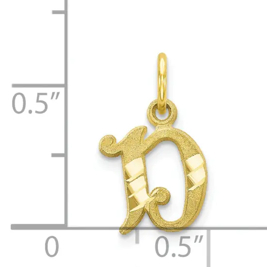 10K Yellow Gold Initial D Charm Letter Jewelry New 20 X 11mm {3}