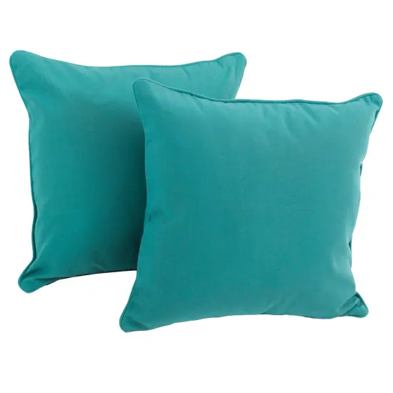 18-inch Double-corded Solid Twill Square Throw Pillows with Inserts (Set of 2) - Aqua Blue {1}