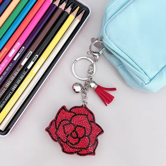 Wrapables Crystal Bling Key Chain Keyring with Tassel Car Purse Handbag Pendant, Rose {5}