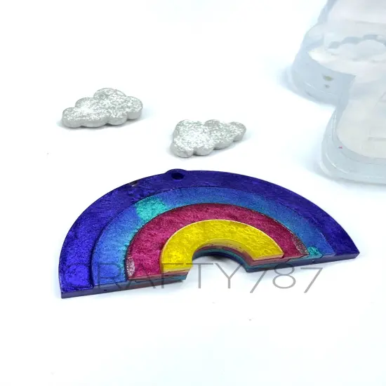 Rainbow Dangle Layered + Cloud Stud Earring Silicone Mold (C10) {4}