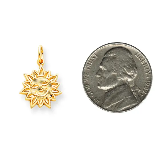 10K Yellow Gold Smiling Sun Charm Jewelry FindingKing 20 X 18mm  {2}