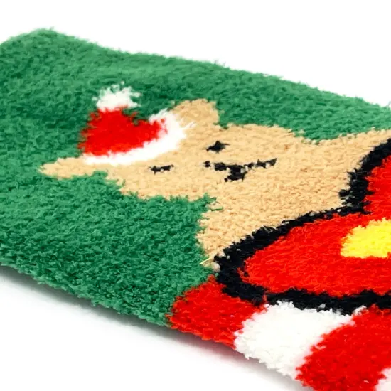 Wrapables Novelty Winter Warm Christmas Fuzzy Slipper Socks for Women (Set of 3), Reindeer {4}